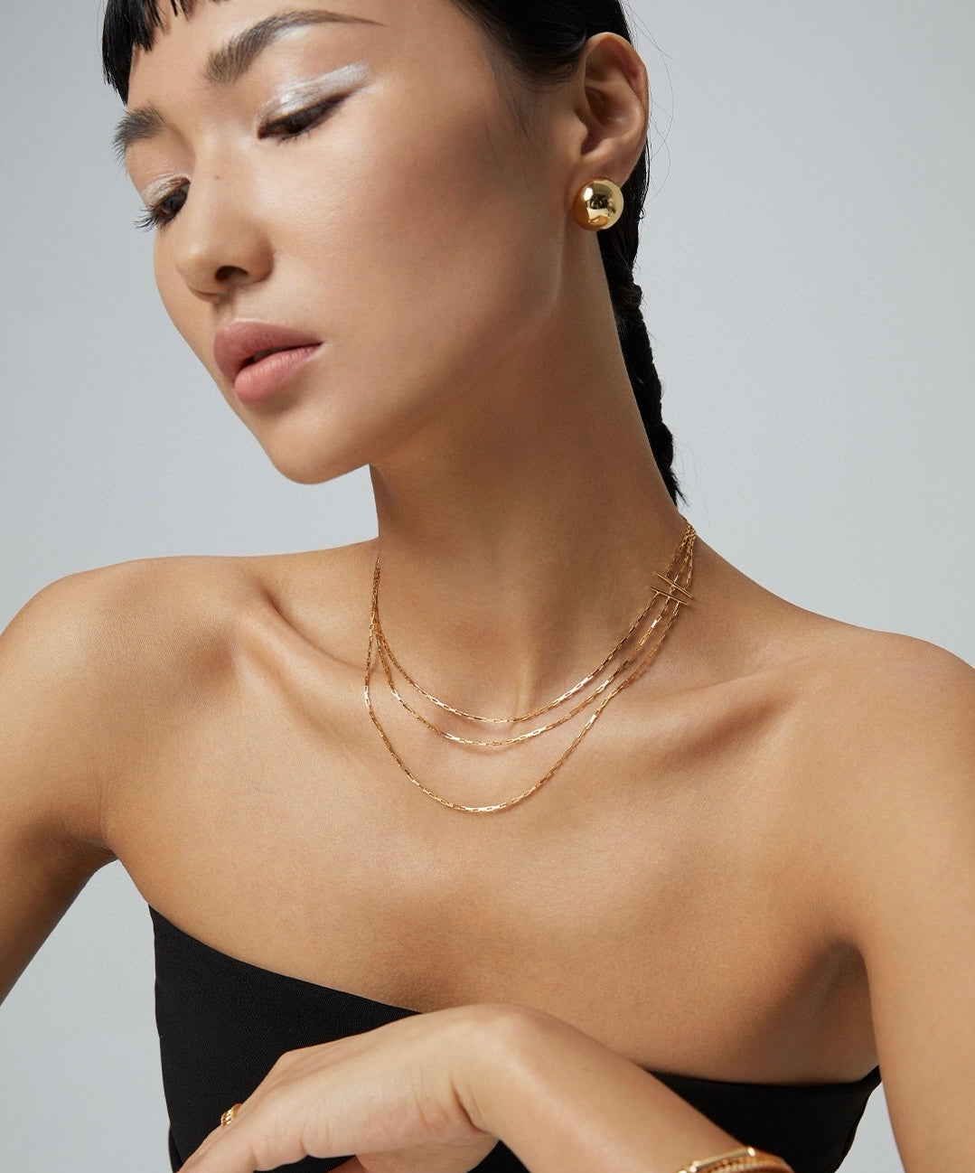 Sterling Silver Necklace with Three Layers