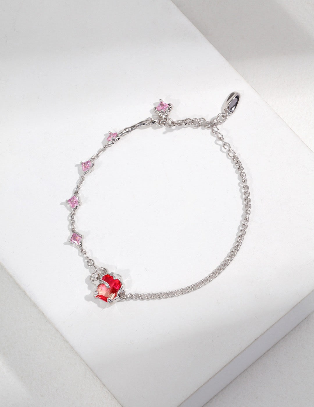 Natural Fluid Lava Series- Synthetic Watermelon Tourmaline Bracelet