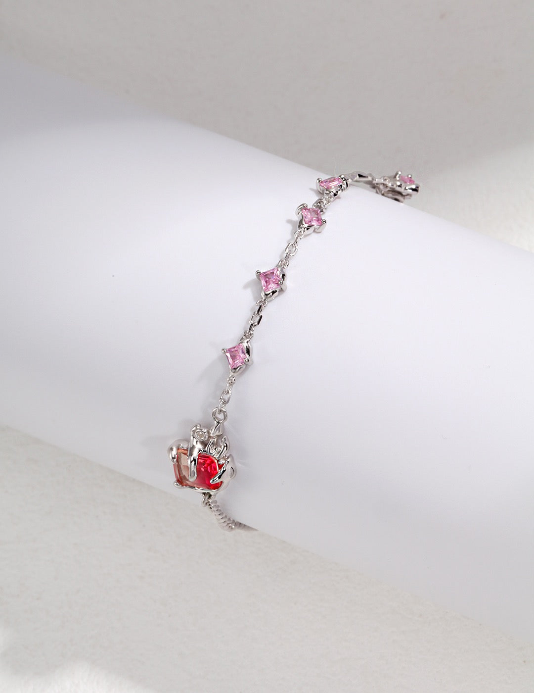 Natural Fluid Lava Series- Synthetic Watermelon Tourmaline Bracelet