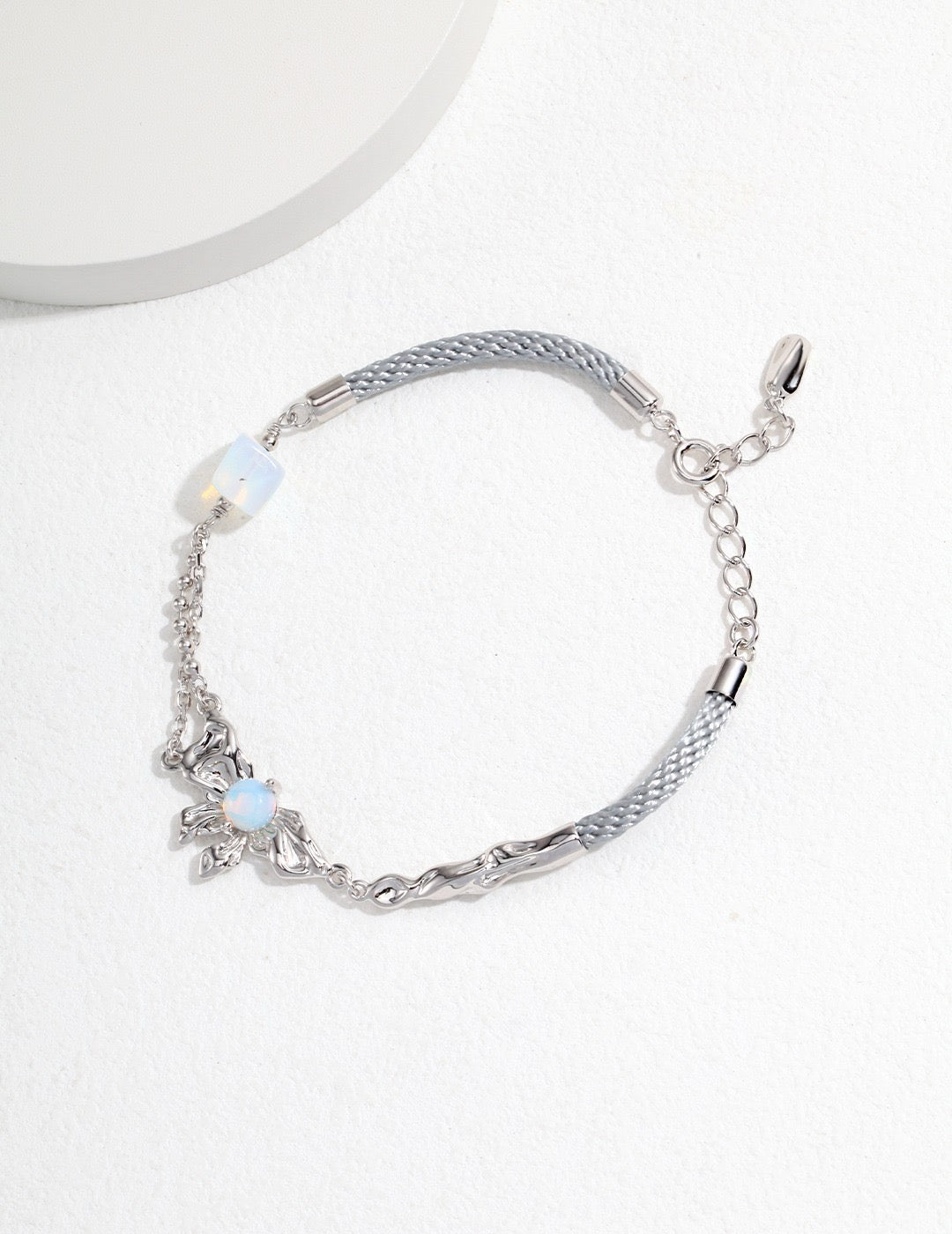 Sterling Silver Bowknot with Opal Bracelet