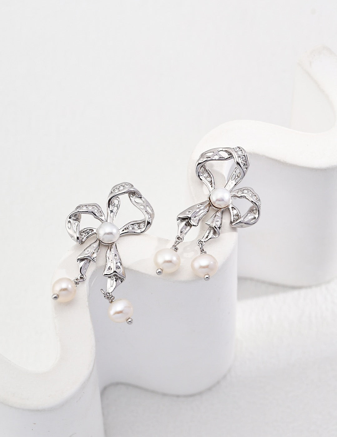 Pearl Bowknot Earrings