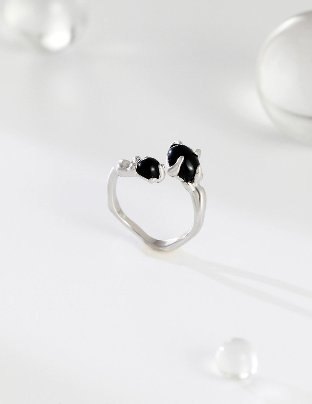 Black Agate Adjustable Ring