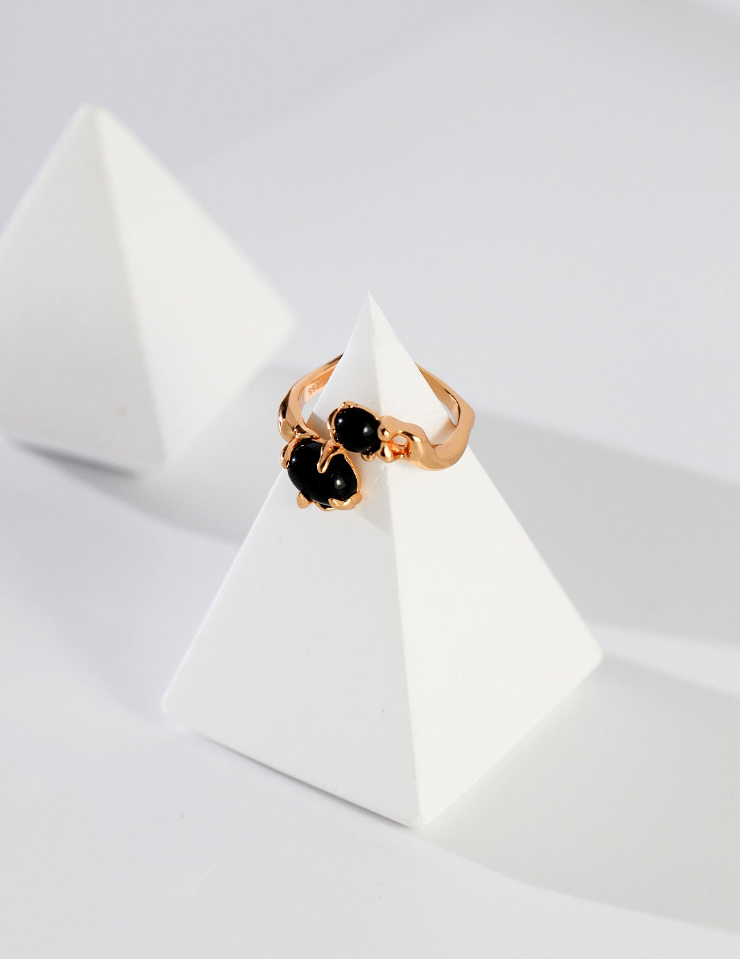 Black Agate Adjustable Ring