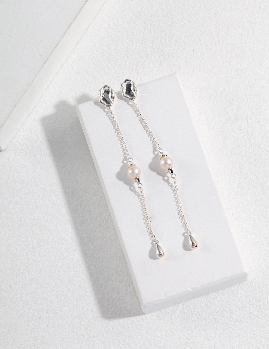 Mirror Lake  Series -  Sterling Silver Pearl Earring