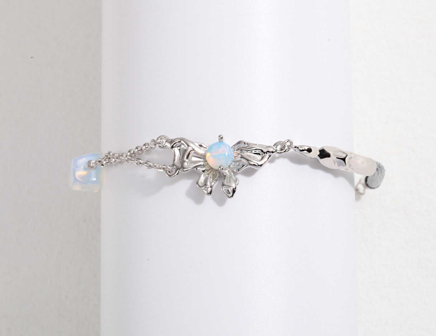 Sterling Silver Bowknot with Opal Bracelet